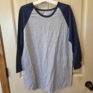 NWT Soffe Intensity Women’s Fastpitch Heathered Baseball Tee - Navy/Oxford Large